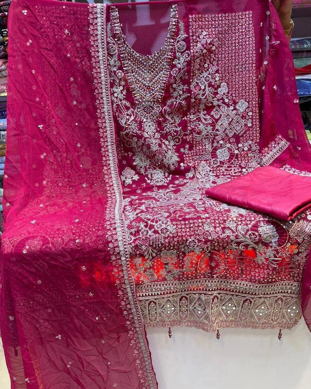 Luxury chiffon fabrics Unstitch 4 piece - Image 3