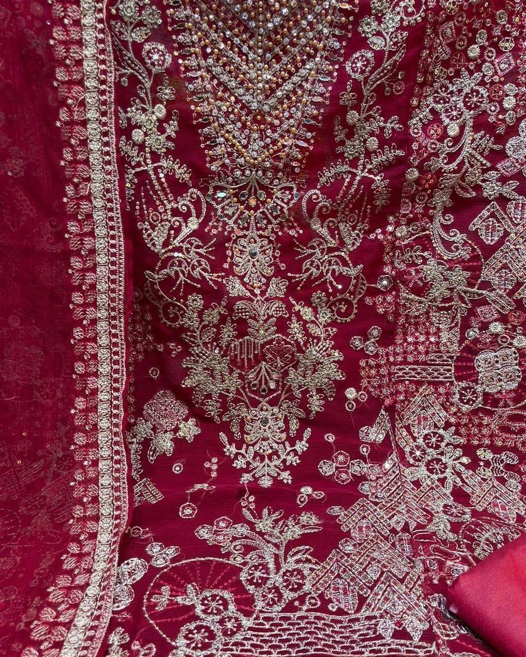 Luxury chiffon fabrics Unstitch 4 piece - Image 5