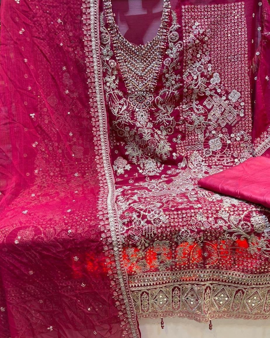 Luxury chiffon fabrics Unstitch 4 piece - Image 6