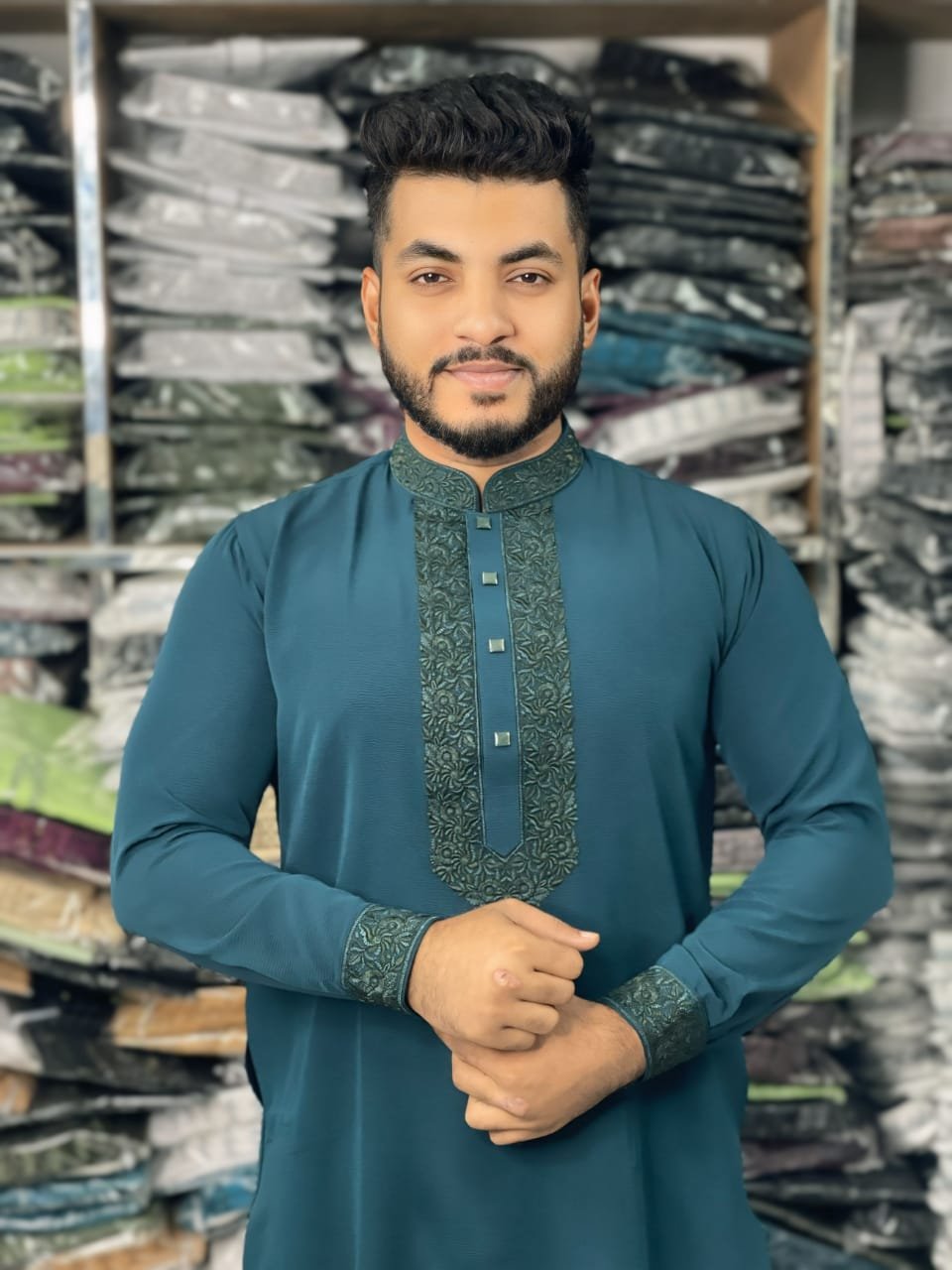 Chaina Jafran Stitch Cotton Fabric – Premium Cotton for Punjabi - Image 4