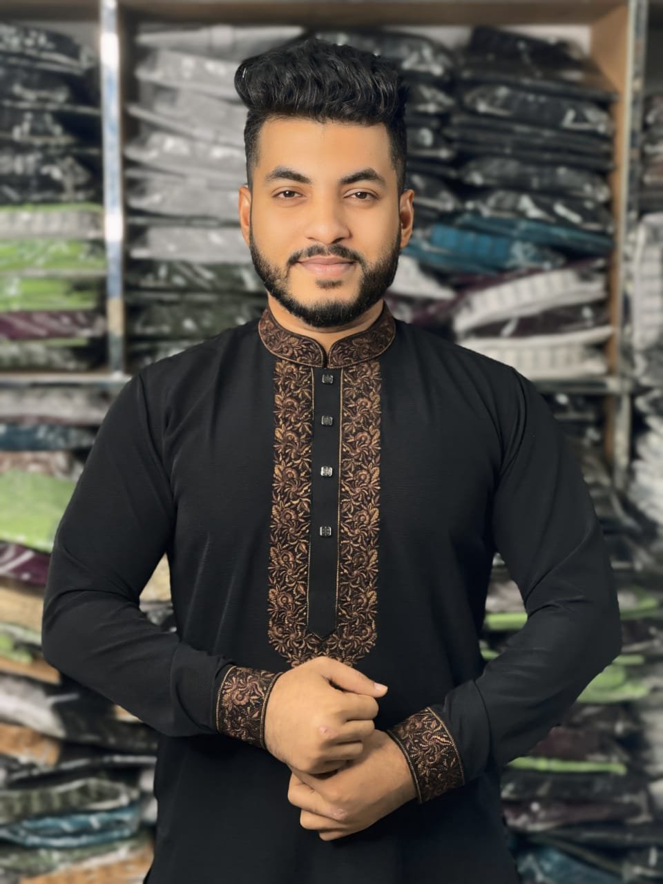 Chaina Jafran Stitch Cotton Fabric – Premium Cotton for Punjabi